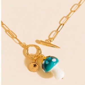 Jaylee Glass Blown Mushroom Pendant Necklace, NWT